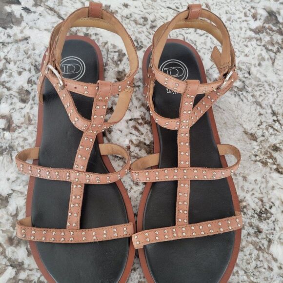 Dune London Leather  Brown  Studded Open Toe Gladiator Sandals Sz 8/38 - Picture 5 of 9